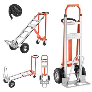 Carretilla de Mano Convertible 4 en 1, Capacidad de 450 kg, Modo de 4 Ruedas, Mango y Ruedas Antideslizantes, Carretilla de Aluminio para Mudanzas - Product Image 1