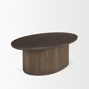Table basse ovale en bois cannelé - Product Image 2