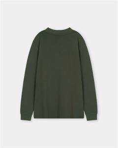 Camiseta de Lujo para Hombre, Estilo Retro Henley, Tejido de Punto, 100% Algodón, Manga Larga, Corte Holgado, Vintage, con Botones, Talla Grande, Efecto Desgastado - Product Image 2