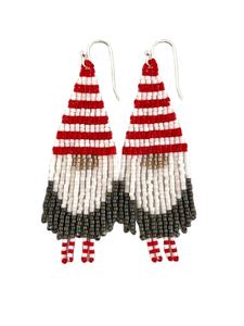 Handmade Customized Beaded Embroidery White Earrings for Women <b>Girls</b> Classic Party Fashionable Face Design from India - Product Image 2