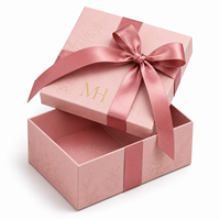 Boîte cadeau rigide rose personnalisée avec ruban, emballage en papier de luxe pour bijoux, cosmétiques, cadeaux de Noël