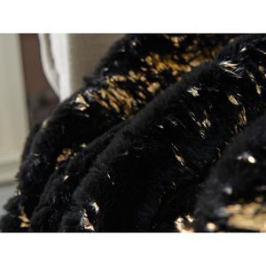 Coperta di lusso in pelliccia sintetica di cincillà nera dorata 50 \ "X 60 \" pollici - Product Image 2