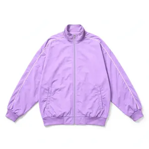 Chaqueta Deportiva Lila para Hombre, Personalizada con Cierre, Ropa Deportiva Informal, Chaqueta de Entrenamiento Atlético con Cuello Alto, Tejido Ligero, Marca Privada - Product Image 6