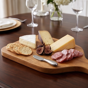 Handcrafted Teak Wood Cutting <b>Board</b> With Handle Elegant Wooden Serving Tray Paddle Shape Chopping <b>Board</b> For Kitchen And Charcute - Product Image 5