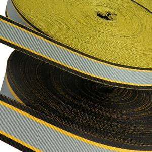 Cinta para Medallas de Primera Calidad, Cinta para Medallas de Doble Cara con Rayas, 1-1/2 Pulgadas, en Negro, Gris y Amarillo, Cintas Artesanales de Alta Tenacidad Tejidas - Product Image 4