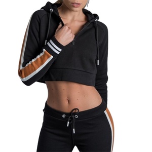 Ensemble de survêtement pour femme en deux pièces, streetwear, lourd, uni, délavé à l'acide, délavé au soleil, avec un sweat à capuche à patchs usés, 2026 - Product Image 1