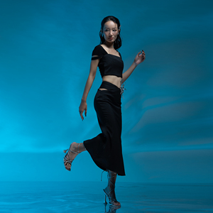 Diseño de trompeta, cintura mínima, detalle de logotipo, marca de Vietnam, falda recortada de sirena, ropa de silueta de sirena mezclada de algodón para mujer - Product Image 1