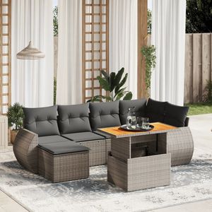 Ensemble de canapés de jardin en rotin gris 6 places, mobilier d'extérieur résistant aux intempéries, design contemporain - Product Image 3