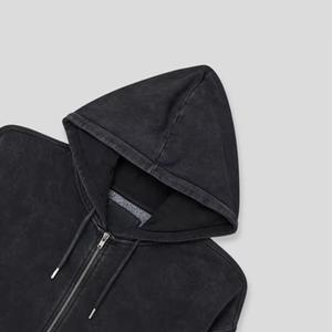Sweat à capuche personnalisé en French Terry épais, délavé à l'acide, effet usé et décoloré par le soleil, avec double fermeture éclair - Product Image 3