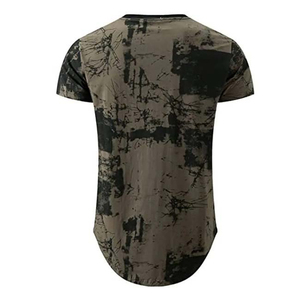 Men's <b>Tie</b>-Dye Short Sleeve T-Shirt Regular Fit O-Neck Knitted Casual Long Length Blue <b>White</b> Patterned - Product Image 4