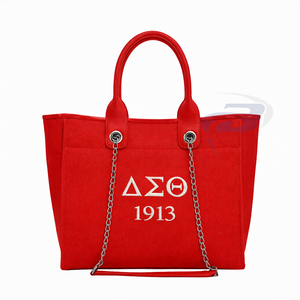 Sac fourre-tout en toile bleu personnalisé durable Delta Sigma Theta Sorority avec bandoulière chaîne, grande capacité, léger, de haute qualité, tendance - Product Image 1