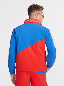 <b>Men's</b> Color Blocking Sporty Track <b>Jacket</b> Set Red Blue White <b>Summer</b> Quick Dry Woven Turn-Down Collar Full Sleeve Shorts Sets - Product Image 2