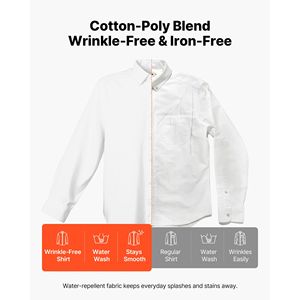Camicia da Uomo a Maniche Lunghe con Bottoni - Vestibilità Slim, Morbida ed Elastica, Antipiega, Business Casual - Taglie 4XL e XL - Product Image 4