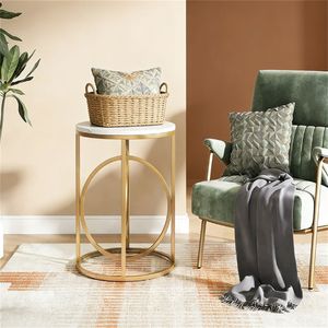 Tavolino da Divano Moderno con Base a O Dorata, Elegante Tavolo da Cocktail o Caffè - Product Image 3