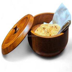 Caja para Chapati de Madera de Mango EcoVibe |   24 cm de Diámetro |   Tapa Lisa |   Contenedor de Roti Sostenible Hecho a Mano para Cocinas Modernas - Product Image 1