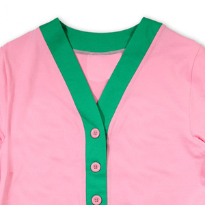 Pull en tricot rayé vert et rose à manches longues pour femmes et hommes, de haute qualité, OEM - Product Image 5