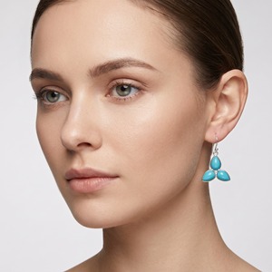 Pendientes Colgantes de Turquesa Natural en Forma de Lágrima, Plata de Ley 925, Hechos a Mano, con Gema Azul, Joyería Boho, Regalo - Product Image 6