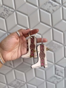 Unique Cowhide <b>Boot</b>-Inspired Design Hand Tooled Leather Key <b>Chain</b> Handmade Genuine leather Key Earrings Unisex Gift Accessory - Product Image 4