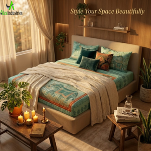 ชุดผ้าปูที่นอนคิงไซส์ ผ้าฝ้ายพิมพ์ลายชาฮี การานา มิ้นท์ กรีน เฮอริเทจ พาแนล พริ้นท์ |   ชุดผ้าปูที่นอนนุ่ม 3 ชิ้น พร้อมปลอกหมอน - Product Image 6