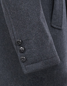 Abrigo de lana para hombre, largo, con cuello redondo, de un solo botón, grueso, impermeable, ecológico, para invierno, corte regular, gris oscuro - Product Image 6