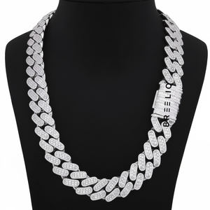 Collar de Cadena de Eslabones Chapado en Rodio de Oro Blanco de 14K con Diamantes Cultivados en Laboratorio, Estilo Hip Hop, Joyería de Lujo para Fiestas, Pasa el Test de Diamantes, Cubano - Product Image 1