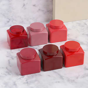 Pot carré en plastique PET de 1L à large ouverture - Pot à crème vide rouge de 33oz pour emballage cosmétique personnalisé - Product Image 3