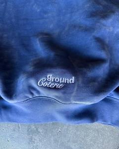 Sudadera con Capucha Azul Oversize Corta con Letra Bordada y Bolsillo Trasero, Casual Unisex de Felpa Francesa, 100% Algodón Cómodo para Otoño - Product Image 4
