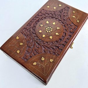 Caja rectangular de madera grabada con patrón personalizado de artesanía india UO para guardar joyas, artículo de decoración para el hogar u oficina, precio de fábrica - Product Image 3