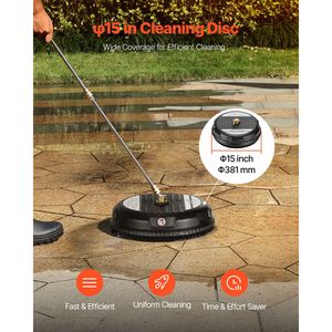 Pulitore per superfici in plastica da 4000 PSI, 15 pollici, con 4 ruote e connettore rapido da 1/4 - Product Image 2