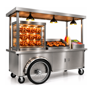 Camion de restauration mobile en acier inoxydable pour poulet grillé avec rôtissoire et plancha chauffante - Product Image 2