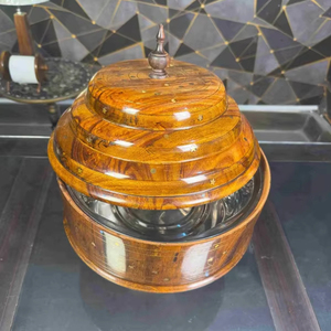 Cuenco de madera para servir comida caliente con interior de acero inoxidable, para uso doméstico, en la cocina, catering, buffet y comedor, con cuenco interior de acero extraíble. - Product Image 1