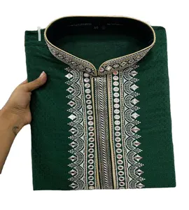 Baju tradisional India penjualan laris piyama Kurta lengan penuh banyak warna desain mandiri untuk pria dari pemasok India