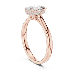 Anillo con halo oculto de diamante cultivado en laboratorio de corte radiante de 1.50 quilates totales, oro macizo de 10K, 14K, 18K, color EF, 0.13 quilates totales, engaste pavé, artículo de regalo nupcial - Product Image 6