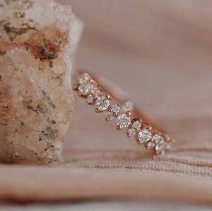 Luxury Elegant <b>925</b> Sterling <b>Silver</b> Classic Round Cut Gemstone Diamond Moissanite Half Eternity Wedding Engagement Band <b>Ring</b> - Product Image 6