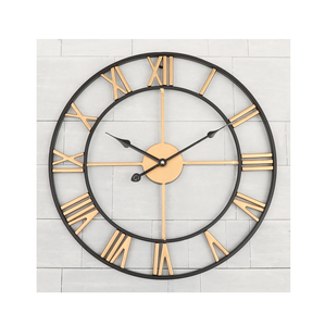 High Quality Restaurant Decorative Wall Clock at Best Selling Cost Latest Style Metal <b>Black</b> <b>Frame</b> Wall Clock With Gold Needles - Product Image 4