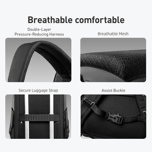 Sac à dos pour ordinateur portable en tissu ripstop noir, résistant à l'eau, style techwear moderne - Product Image 6