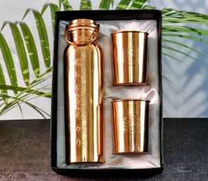 Juego de Botellas de Agua Ecológicas de Cobre Puro Premium, Aislamiento Térmico, Una Botella con Acabado Martillado, Juego de Regalo de Bebidas Reutilizables - Product Image 3