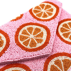 Custom Beaded Portable Clutch Orange Handmade Embroidered Evening Bag Party Bridal <b>Handbag</b> Designer Gift Luxury Fashion Women - Product Image 3