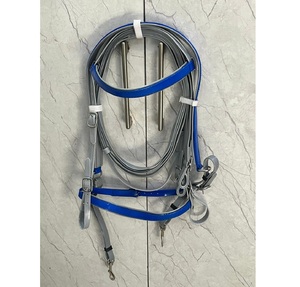 Juego de Brida para Caballo de PVC Azul Grisáceo con Riendas a Juego, Duradero, Impermeable, Ajustable, con Accesorios de Acero Inoxidable, Disponible en 4 Tamaños - Product Image 1