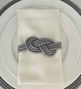 Sets de table en corde de coton ivoire : Sous-verres rustiques bohèmes, Cadeau anneau de serviette - Product Image 1