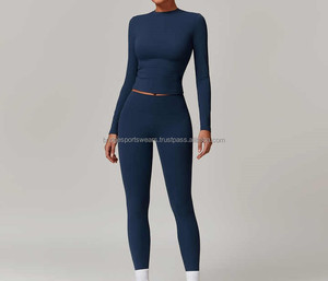 Conjunto de Yoga para Mujer de 2 Piezas, Cintura Alta, Color Sólido, Transpirable, para Gimnasio y Entrenamiento - Product Image 5