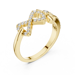 Bague pour femme INFINITY FLORAL avec diamant rond de laboratoire, or jaune 18 carats plaqué rhodium, tendance, pour fiançailles, mariage, usage quotidien - Product Image 4