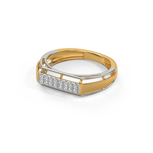 Anillo de Doble Banda con Diamantes Cultivados en Laboratorio de Dos Tonos - Product Image 1