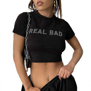 Reasonable Price Best Selling Eco-Friendly High Quality Custom Design Canvas Casual Short Sleeve Crop <b>Top</b> T-shirt - Product Image 4