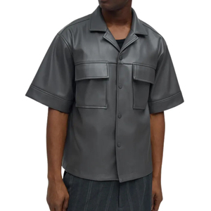 T-shirts en cuir pour hommes en gros avec design élégant à manches courtes, options de couleurs personnalisées, t-shirts en cuir pour hommes en vente - Product Image 1