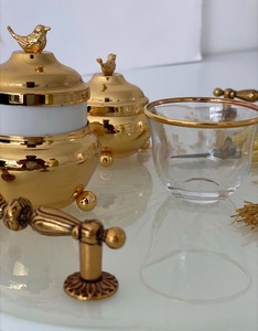 Gold Metal Lidded Jars Set with Resin Tray and <b>Scissors</b> Modern Luxury Wedding Tableware - Product Image 4