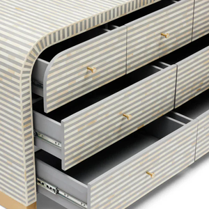 Custom Bone Inlay Storage Console <b>Cabinet</b> Geometric Pattern Wooden <b>Buffet</b> Credenza Traditional Design Living Room Furniture - Product Image 2