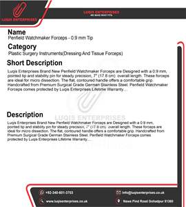 Pinzas de Relojero Penfield con Puntas de 0,9 mm, Instrumento Quirúrgico de Acero Inoxidable, Pinzas Médicas de Precisión, Pinzas Delicadas - Product Image 5