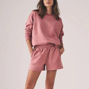 Ensemble de survêtement personnalisé brodé pour femme, effet délavé, comprenant un sweat à capuche zippé et un short de jogging - Product Image 5