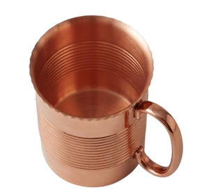 Mug à boisson en cuivre classique poli à motif côtelé, tasse à boisson en métal, mug à eau ou à bière en cuivre - Product Image 2
